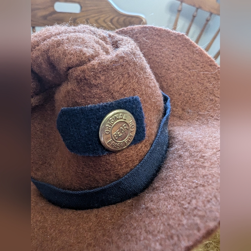 Brass Button puckford Bear. Cody. Cowboy Teddy Bear with Canadian Sweater. GUC. - Picture 3 of 9